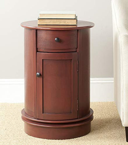 SAFAVIEH Furniture - Tabitha 1-Drawer Accent Table - Red - Solid Wood - Farmhouse Storage Design - Ideal for Living Room, Entryway, Home Office, 17.7"W x 17.7"D x 26"H - Fully Assembled (AMH5712E) - color: Red