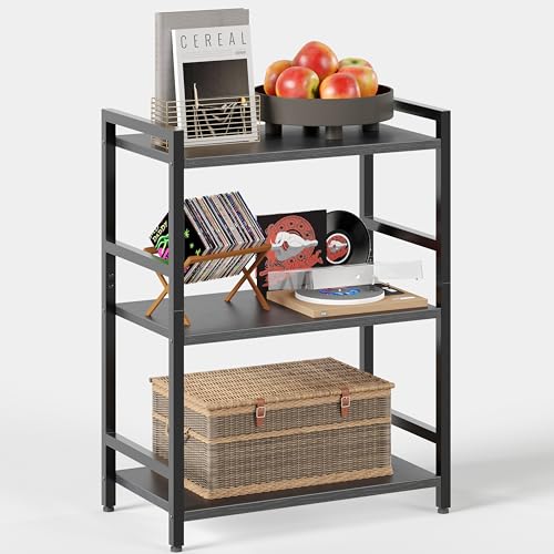 ALISENED 3-Tier Bookshelf, Industrial-Style Bookcase Shelf, Small Shelf Vintage-Style Storage Organizer, Suitable for Home Offices, Living Rooms, and Bedrooms - size: 3 tiers