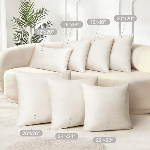 Decorative Throw Pillow Covers 18x18, Set of 2, Soft Textured Look Printed Pillow Case, Modern Farmhouse Cushion Case for Bed Couch Sofa, Beige (Covers Only) - color: Beige, size: 18" x 18" (Pack of 2)