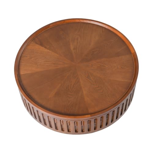 31.3" Round Coffee Table with Hidden Storage, Center Table | Mid-Century Modern Center Table Tea Table, Boho Accent Table with Flip-Top Storage Function for Living Room,Bedroom, Walnut - color: A-31.3" Round Coffee Table