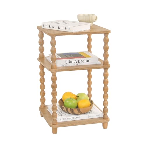 Fultyle End Table, Modern Side Table with 3 Tier Open Shelf, Small Table Bed Side Tables Bedroom for Small Spaces, Living Room and Office (Rustic Walnut) - color: Rustic Walnut