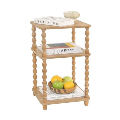 Fultyle End Table, Modern Side Table with 3 Tier Open Shelf, Small Table Bed Side Tables Bedroom for Small Spaces, Living Room and Office (Rustic Walnut) - color: Rustic Walnut