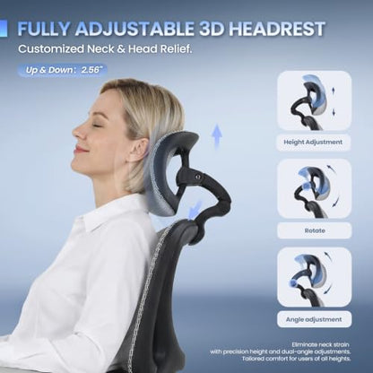 MALOL Ergonomic Mesh Office Chair with Footrest, Executive High Back Computer Desk Chair with 3D Adjustable Headrest & 5-Level Lumbar Support, Track Armrest, Tilt Lock, 300LBS, White - color: White