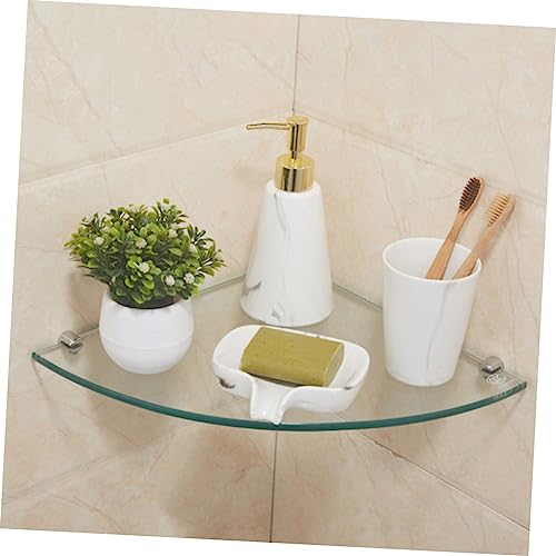 Bathroom Corner Shelf Wall Mount Glass Triangle Rack 7.8 Inch Floating Storage Holder for Shower and Bathroom Organization