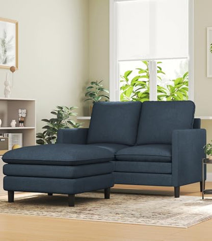 Welzona 3-Layers Cloud L Shaped Couch, 51" Teddy Sofa and Loveseat Set | Comfy Teddy Fabric, Washable Covers, Tool-Free Setup, All-wood Cloud Couches for Living Room, Bedroom, Small Space, Blue Grey - color: Blue Grey, size: cloud loveseat & ottoman