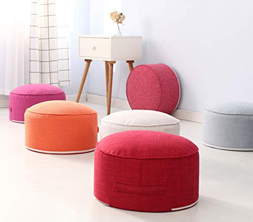 Round Pouf Foot Stools Comfortable Ottoman Floor Seat Cushion Movable Foot Rest Washable Case for Living Room, (Red) - color: Red