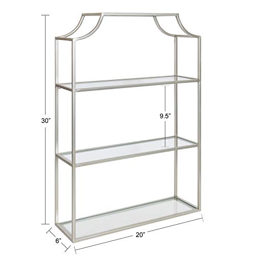 Kate and Laurel Ciel Glam 3-Tier Scalloped Wall Shelf, 20 x 30, Silver, Modern Shelving with Glass Tiers - color: Silver