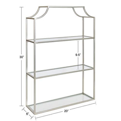 Kate and Laurel Ciel Glam 3-Tier Scalloped Wall Shelf, 20 x 30, Silver, Modern Shelving with Glass Tiers - color: Silver