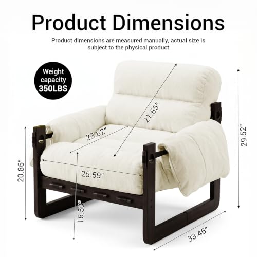 Chenille Accent Chair, Comfy Armchair for Living Room, Beige | Wide padded seat, high-density foam, solid wood frame, 350 lb support, comfy lounge chair, reading chair, bedroom chair - color: Chenille-beige