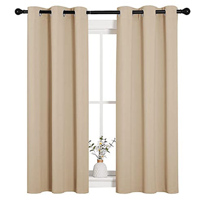 NICETOWN Room Darkening Draperies Window Curtain Panels, Thermal Insulated Grommet Room Darkening Curtains for Bedroom (Biscotti Beige, 2 Panels, W34 x L54 -inch) - color: Biscotti Beige, size: 34"W x 54"L (Pack of 2)