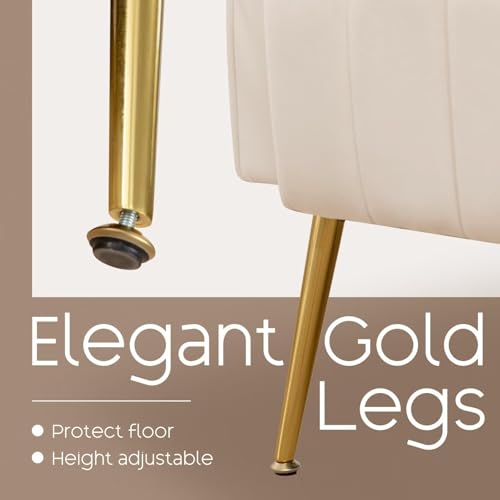 Modern Accent Chair Upholstered Living Room Chair,High Back Arm Chair with Metal Legs Lumbar Reading Chair for Bedroom, Apartment, Small Spaces Velvet Beige - color: B-beige, size: Set of 1