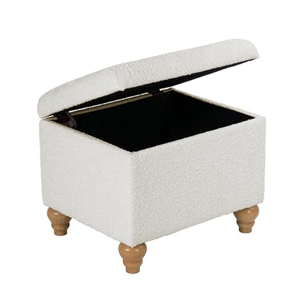 HomePop 22" Medium Rectangular Storage Ottoman - Cream Boucle - color: Cream Boucle