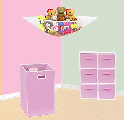 Simple Houseware Foldable Closet Laundry Hamper Basket, Pink - color: Pink
