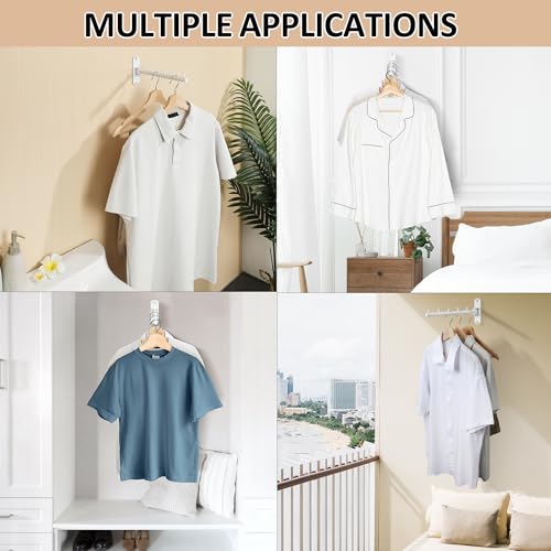 Mooche Swing Clothes Hanger Rack, Garment Racks 9.45" Long, White | 180°Rotation Laundry Drying Rack 304 Stainless Steel Space Saving Wall Mounted for Laundry Room Bedroom Balcony - color: White, size: 1 Pack