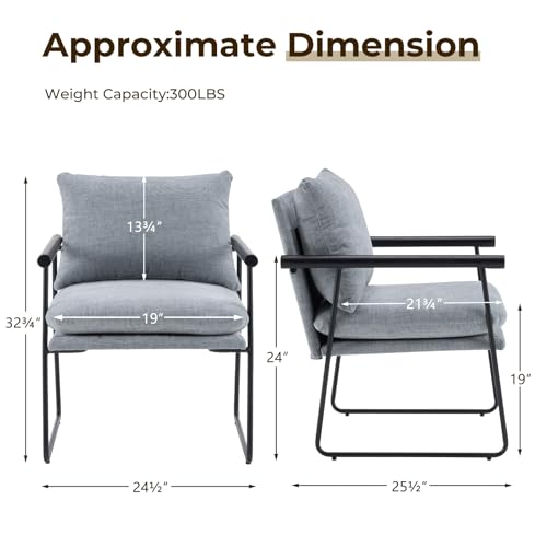 Furnilivng Large Sling Accent Chair, Comfortable Boucle Fabric Arm Chair, Upholstered Cozy Reading Chair for Living Room, Bedroom, Dressing Room, Home Office (Blue, Set of 1) - color: Blue, size: Set of 1