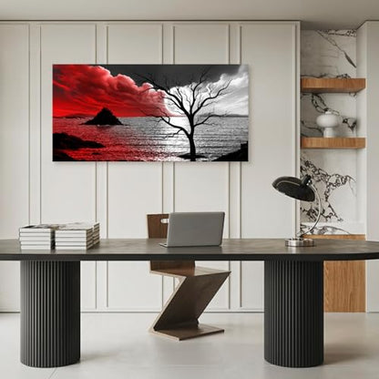 B0350 The Cloud Tree 1 Panels Modern Giclee Canvas Prints Artwork Abstract Seascape Paintings Reproduction Sea Beach Pictures Printed on Canvas Wall Art for Home Decorations Wall Decor - size: 40"L x 20"W