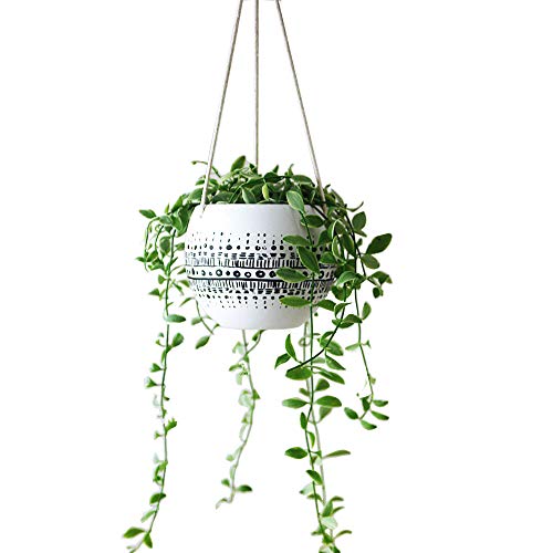 KiaoTime Ceramic Hanging Planter for Indoor Outdoor, Decorative Boho Flower Green Grass Plant Succulent Air Plants Hanging Plant Pots Holder