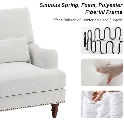 Mid-Century Modern Accent Chair with Lumbar Pillow, Ash Grey, 2 Pack | Upholstered Chenille Armchair, Solid Wood Frame & Legs, Comfy Reading Lounge Sofa for Living Room Bedroom, & Small Spaces - color: Chenille Ash Grey, size: 2 Seat
