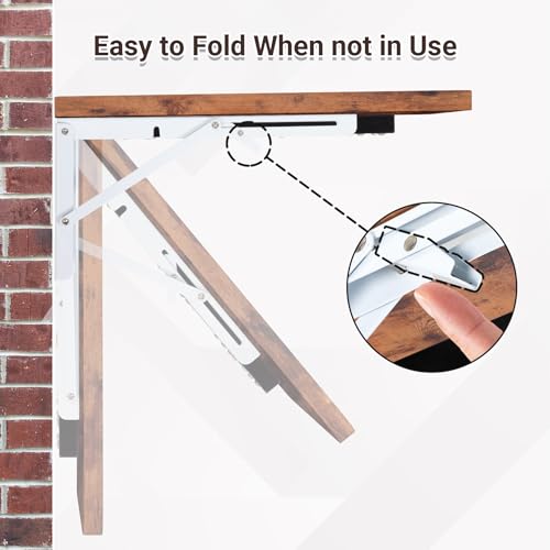 Neoaider Wall Mounted Folding Desk 23.6” x 15.7”, Brown | Drop Down Table with Metal Collapsible Brackets, Folding Wall Table for Small Spaces, Home, Office, Kitchen, Laundry Room - color: Brown, size: 23.6" x 15.7"