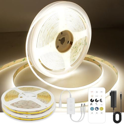 AXMOTUT 65.6ft COB LED Strip Light Natural White, High Bright LED Strips with 320LEDs,RF Remote and UL Power Supply,4000K Dimmable LED Lights for Bedroom,Kitchen,DIY Home Decoration, 2 Rolls of 32.8ft - size: 4000K/65.6ft