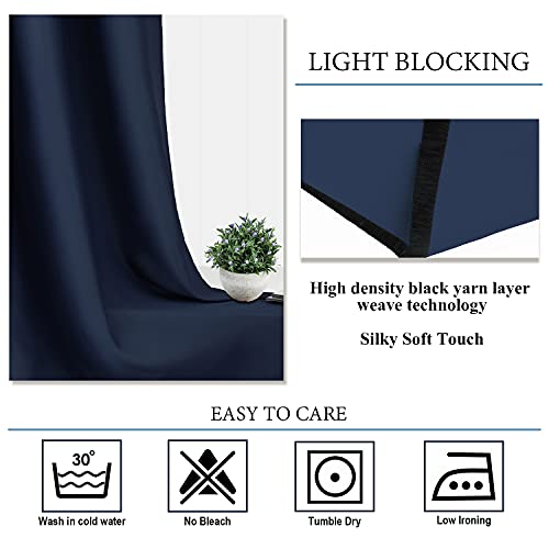 Diraysid Navy Blue Grommet Blackout Curtains for Bedroom Thermal Insulated Room Darkening Curtains Drapes, 42 x 54 inch, 2 Panels - color: Navy Blue, size: 42"W x 54"L (Pack of 2)