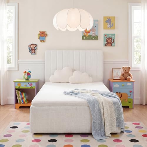 Twin Compression Bed Boneless Bed Frame with Mattress and Headboard | All-in-One Compression Bed Set No Installation Required Automatic Rebound Ideal for Bedrooms Apartments and Rental Properties - color: Off White, size: Twin