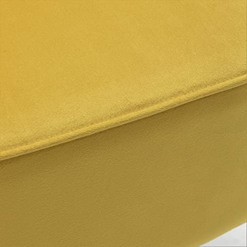 Container Furniture Direct Modern Velvet Accent Chair for Living Room, Bedroom, or Entryway, Stylish and Comfortable Armless Design with Metal Legs, Yellow - color: Yellow