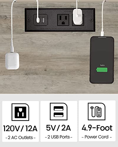 TUTOTAK End Table with Charging Station, Side Table Set of 2, Nightstand | 2-Tier Storage Shelf, Bedside Table with USB Ports, Sofa Table for Small Space, Livingroom, Bedroom Greige V1TB01BG041 - color: Greige