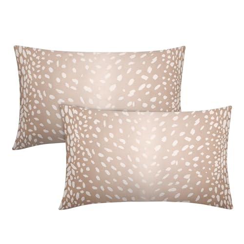 Antelope Lumbar Pillow Covers 12X20 Inch Beige Faux Fawn Deer Animal Print Decorative Pillow Cases Modern Neutral Cotton Linen Throw Pillows Set of 2 Home Decor for Sofa Porch Couch Outdoor - color: Peach Pink, size: 20" x 12" (Pack of 2)