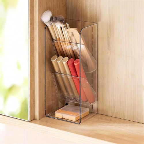 PAVSTINE Medicine Cabinet Organizer with Adjustable Dividers, Clear Open Storage Compartment, Space-Saving Makeup Brush Holder for Bathroom, Wall Cabinet, Vanity Countertop (2-Tier Full Slant) - size: 2-Tier Full Slant