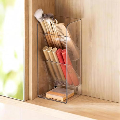 PAVSTINE Medicine Cabinet Organizer with Adjustable Dividers, Clear Open Storage Compartment, Space-Saving Makeup Brush Holder for Bathroom, Wall Cabinet, Vanity Countertop (2-Tier Full Slant) - size: 2-Tier Full Slant
