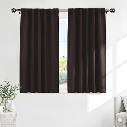 PONY DANCE Bedroom Window Drapes - Blackout Curtains Energy Efficient Thermal Insulated Back Tab/Rod Pocket Curtain Panels/Window Treatments, 42 W x 54 L, Brown, Double Pieces - color: Brown, size: 42"W x 54"L (Pack of 2)