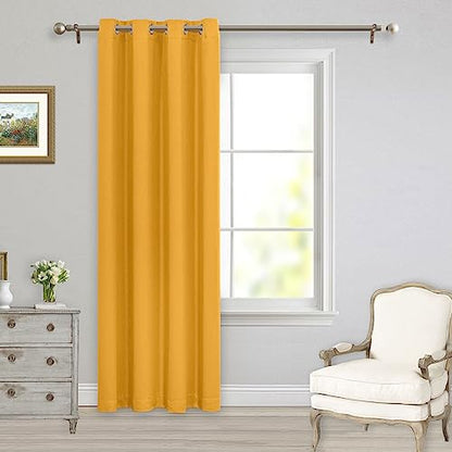 MYSKY HOME Yellow Blackout Curtain for Living Room Bedroom Curtain 84 Inches Long Grommet Room Darkening Window Curtains Thermal Insulated Single Panel Curtains 52 x 84 Inch, Mustard Yellow - color: Mustard Yellow, size: 52"W x 84"L (Pack of 1)