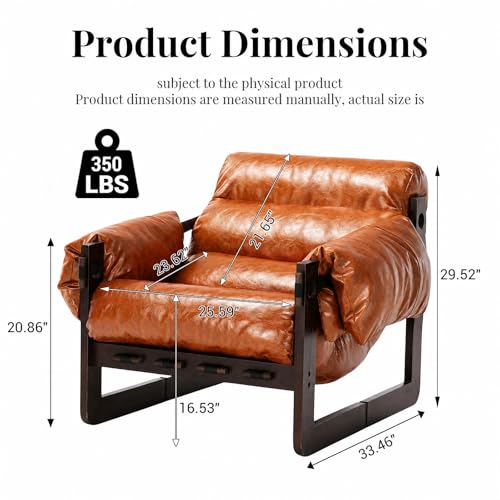 Mid Century Accent Chair, Upholstered Armchair for Living Room (PU-Orange) - color: Pu-orange
