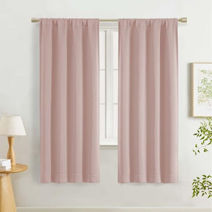 Blush Pink Room Darkening Curtains 63 Inch Length 2 Panels Set, Thermal Insulated Energy Soft Window Curtains for Bedroom Living Room Dining Room with Rod Pocket, 40" W x 63" L - color: Blush Pink, size: 40"W x 63"L (Pack of 2)