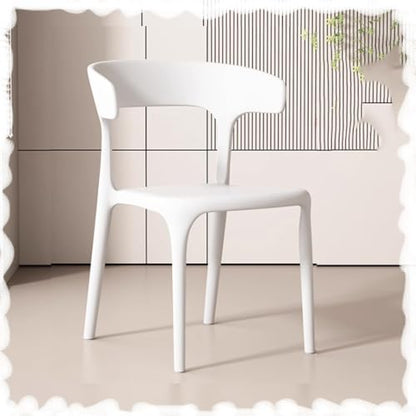 Stackable Dining Chairs with Backrest - Portable Plastic Bar Stools for Kitchen, Living Room, Patio & Restaurant - Space-Saving Design for Easy STO & Versatile Use - color: White