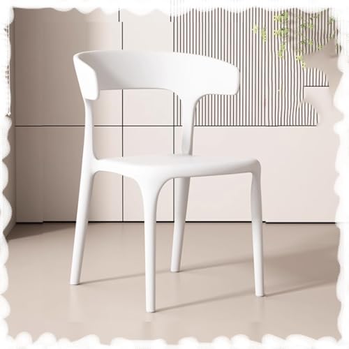 Stackable Dining Chairs with Backrest - Portable Plastic Bar Stools for Kitchen, Living Room, Patio & Restaurant - Space-Saving Design for Easy STO & Versatile Use - color: White
