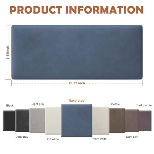 IFNOW Wall Mounted Headboard, Peel and Stick Panels, Navy Blue, Queen | Upholstered 3D Soundproof Acoustic Panels, Reusable and Removable, Padded Leather Bed Headboard, 6 Panels, 9.84" x 23.62" - color: Leather-navy Blue, size: Twin