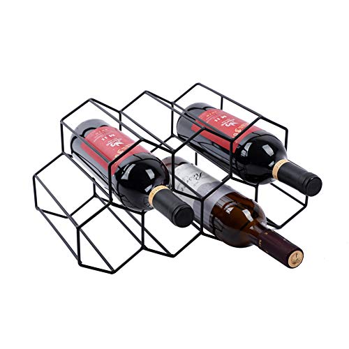 Urban Deco Small Wine Rack 9 Bottle Holder - No Need Assembly Modern Metal Wire Black Wine Storage for Countertop Table Top Coffee Bar Kitchen - color: Black, size: 9 Bottles