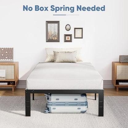 DUMOS Twin Bed Frames, 12 Inch Height Platform Bed Frame | Twin Size 12 Inch Bed Frame - Metal Platform Bed Frame Mattress Foundation With Steel Slat Support, No Box Spring Needed