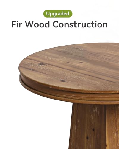 LITTLE TREE Solid Wood Round Dining Table, 31.5" Small Kitchen Table for 2, Modern Farmhouse Dinner Table for Dining Room, Kitchen, Living Room, Artistic Geometric Base, Table Only (Rustic Brown) - color: Rustic Brown