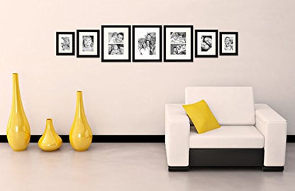 Craig Frames 1WB3BK Picture Frame 7-Piece Wall Set, Black Frames, White Display Mats - color: 500FSET01S07X Black Frame Set