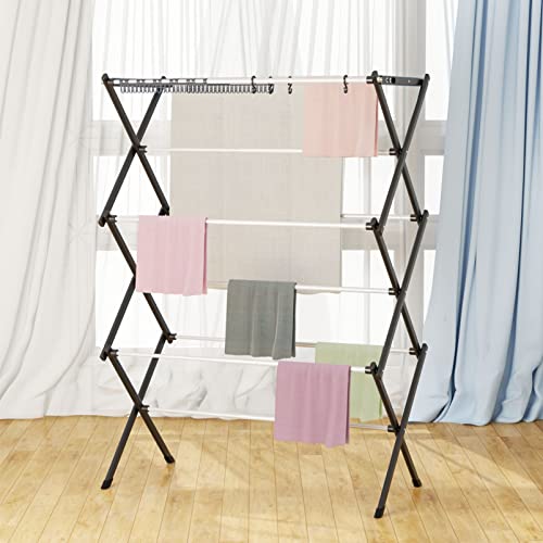 Foldable Drying Rack Clothing Clothes Drying Rack White-1pack | Collapsible Dryers for Laundry - 40" x 28.8" x 14.2", Space Saving Indoor&Outdoor - color: White
