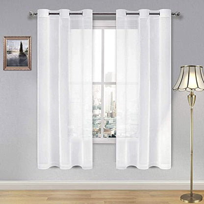 DWCN White Sheer Curtains, Linen Look Semi Transparent Voile Grommet Top Solid Lightweight & Airy Gauzy Curtains & Drapes for Living Dining Room Drapes W36 x L72 Inch Long, Set of 2 Panels - color: White, size: 36"W x 72"L (Pack of 2)