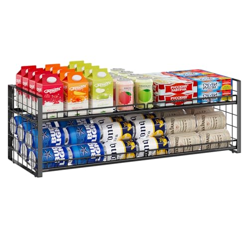 Sbanmao Extra-Long 2-Tier Stackable Can Organizer for Pantry | Sturdy Can Holder for Canned Food Storage, Holds Up to 64 Cans for Kitchen Cabinet & Pantry Organization, Black - style: Long(30'' W)-1 Pack