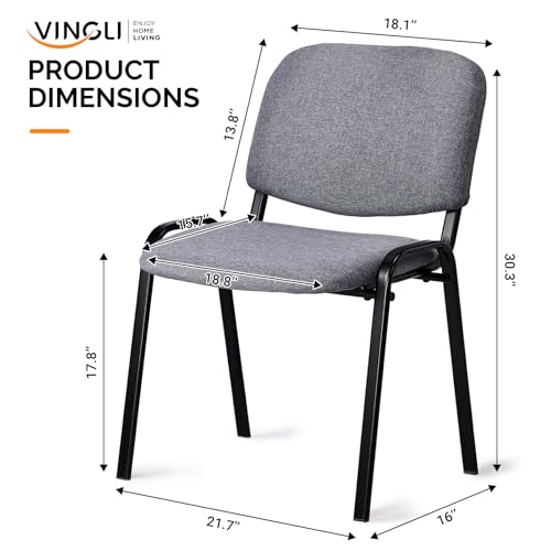VINGLI 5-Pack Waiting Room Chairs, Stackable Chair for Office, Fabric-Grey | Stacking Chairs, Armless Church Chairs, Space-saving, Guest & Reception, Office Lobby, Business Hall - color: Fabric-grey, size: 5-pack