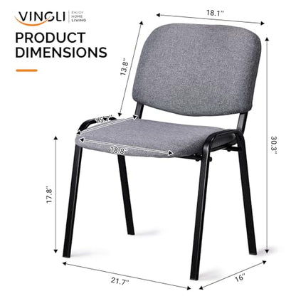 VINGLI 10-Pack Waiting Room Chairs, Stackable Chair for Office, Fabric-Grey | Stacking Chairs, Armless Church Chairs, Space-saving, Guest & Reception, Office Lobby, Business Hall - color: Fabric-grey, size: 10-pack