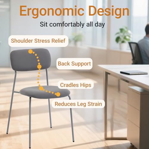 Sidanli Reception Chair Set of 4, Stackable Waiting Room Seating for Office, Lobby, and Guest Use, Grey - color: Grey