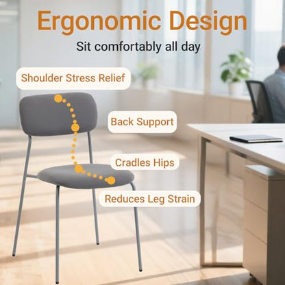 Sidanli Reception Chair Set of 4, Stackable Waiting Room Seating for Office, Lobby, and Guest Use, Grey - color: Grey