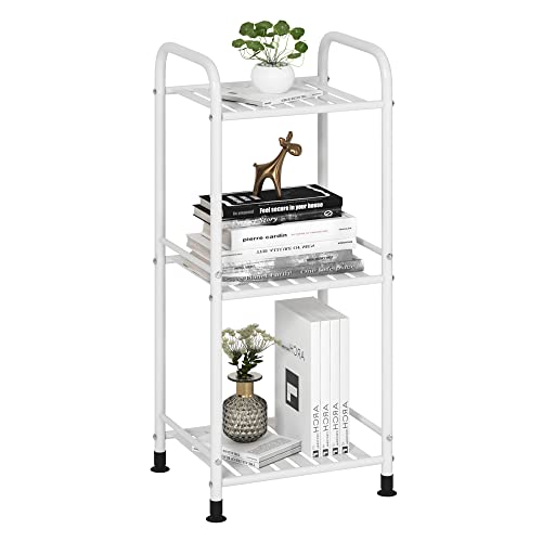 JSB 3 Tier Narrow Bathroom Shelving Unit, Kitchen Storage Rack Organizer Metal Corner Shelf for Living Room Laundry Pantry (Matte White, 3 Tier) - color: Matte White, size: 3 Tier